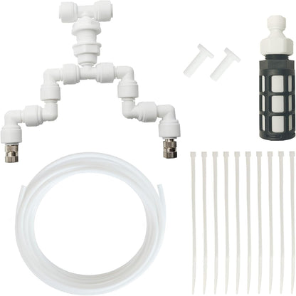 Reptile Terrariums Misting Accessories kit, Adjustable Dual-Head Reptile Mister Nozzles, with 16ft 1/4 inch Tube, White