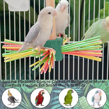 Bird Toy Rotating Perch Toy, Wooden Parrots Ferris Wheel Toy with Colorful Wooden Sticks, Hanging Bird Stand Cage Accessories for Parakeet Parrot, Cockatiel, Budgerigar,Conure, Lovebirds (B)