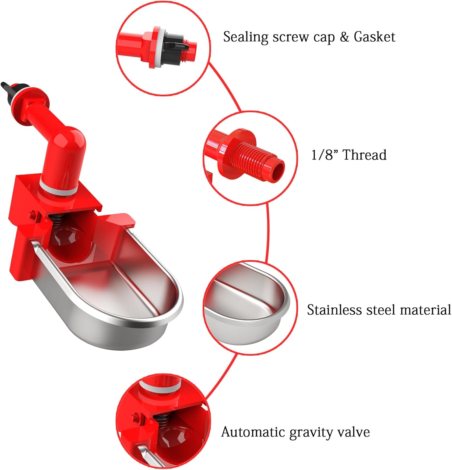 Metal Rabbit Chicken Water Cup Chicken Kettle DIY Rabbit Chicken Small Hamster Guinea Pig (Black, 6)