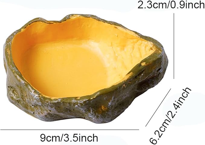 2 Pack Reptile Food and Water Bowls, Resin Simulation Feeding Dishes for Lizards Snakes Tortoises, Terrarium Decorative Landscape Bowls