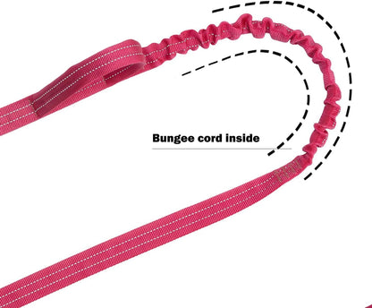 ICEFANG Tactical Dog Leash,K9 Training Walking Bungee Lead with 2 Control Handle,Heavy Duty Quick Release Metal Clasp,for Medium Large Breed (Reflective Rose, 6 FT)