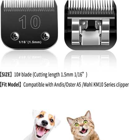 Audoc 10 Blades Dog Grooming Blades Compatible with Andis/Oster A5/Wahl KM-10 Series Dog Clippers,Detachable Clipper Replacement Blade,Black (7PCS #10+30+40+3FC+4FC+5FC+7FC)