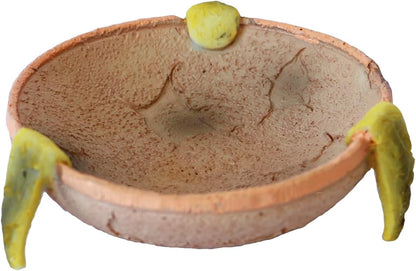 Food/Water Dish for Reptiles, Amphibians and Other Little Critters Water/Food Bowl, Made from Premium Resin (Orange-Brown Bowl)