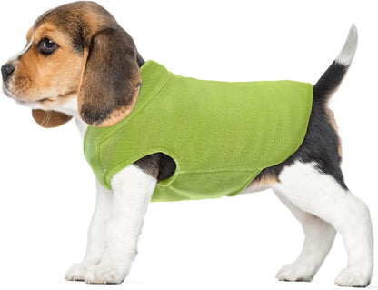 FUAMEY Dog Fleece Vest for Small Dogs,Warm Stretchy Dog Sweatshirts Pullover with Leash Hole Dogs Sweater Soft Pet Turtleneck Cozy Pet Vest Lightweight Sleeveless Green XS
