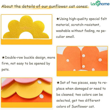Adjustable Cat Recovery Collar - Cute Flower Neck Cones After Surgery, Set of 2, Surgery Recovery Elizabethan Collars for Kitten and Cats S Size (2 pcs)