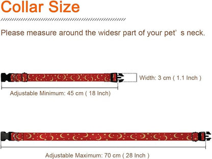 Gold Sun Moon Red Dog Collar Soft Pet Collars for Small Medium Large Breed Dogs Cats Puppy Kitten Terrier