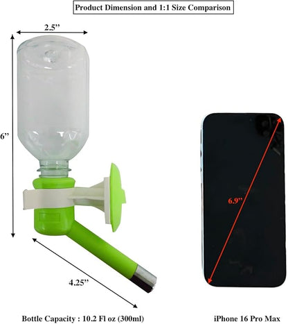 Choco Nose Patented No-Drip Dog Water Bottle/Feeder for Dogs/Cats and Other Small-Medium Sized Animals - for Cages, Crates or Wall Mount. 11.2 Oz. Mess Free Leak-Proof Nozzle 16mm, Apple Green (H590)