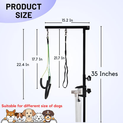 Foldable Dog Grooming Arm with Clamp & Pet Grooming Table Accessories - Adjustable Height 20"-35" with No-Sit Holder, Grooming Restraint for Small, Medium Dogs at Home or Salon