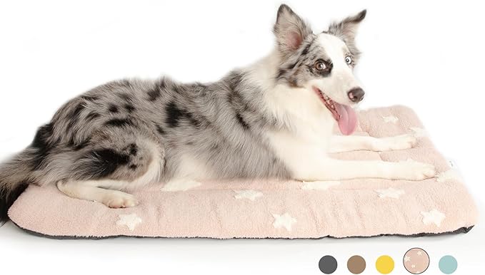 Mora Pets Dog Crate Pad Dog Kennel Bed Mat for Large Dogs Washable Cute Star Pet Bed for 36 inch Cage Ultra Soft Flat Puppy Cat Cushion for Cozy Sleeping Anti-Slip Pink 36 x 23