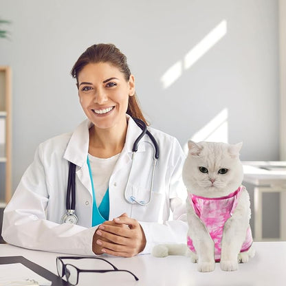 Avont Cat Recovery Suit - Kitten Onesie for Cats After Surgery, Cone of Shame Alternative Surgical Spay Suit for Female Cat, Post-Surgery or Skin Diseases Protection -Tie-dye Pink(M)