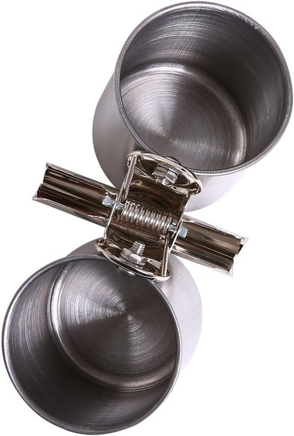 QBLEEV Bird Water Feeder Dishes Bird Bowl for Cage Coop Cups Parrot Food Hanging Pet Animal Stainless Steel Birdcage Bowls Feeding Perches Play Stand with Clamp