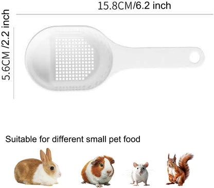 Rabbit Feeder Spoon for Sifting Food Powders, Small Animal Feeder Sifter Scoop for Rabbit, Guinea Pig Pellets,Bunny Feeder Accessory for Cages