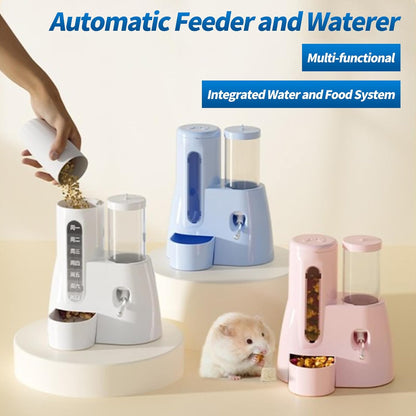 2-in-1 Hamster Water Bottle & Food Dispenser - Leak-Resistant Design for Glass/Wire Cages (120ml/4oz BPA-Free + Double Seal Nozzle) Dwarf Hamster & Mice Essentials (White, 6.3×5.1×4.3)