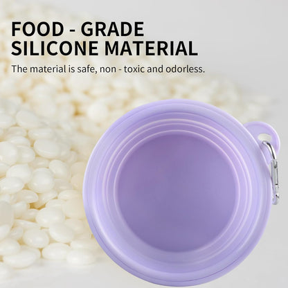 Collapsible Dog Bowls 2-Pack, Portable Travel Dog Bowl with Carabiner, Food-Grade Silicone Pet Bowl for Hiking, Walking (Macaron Blue and Violet)