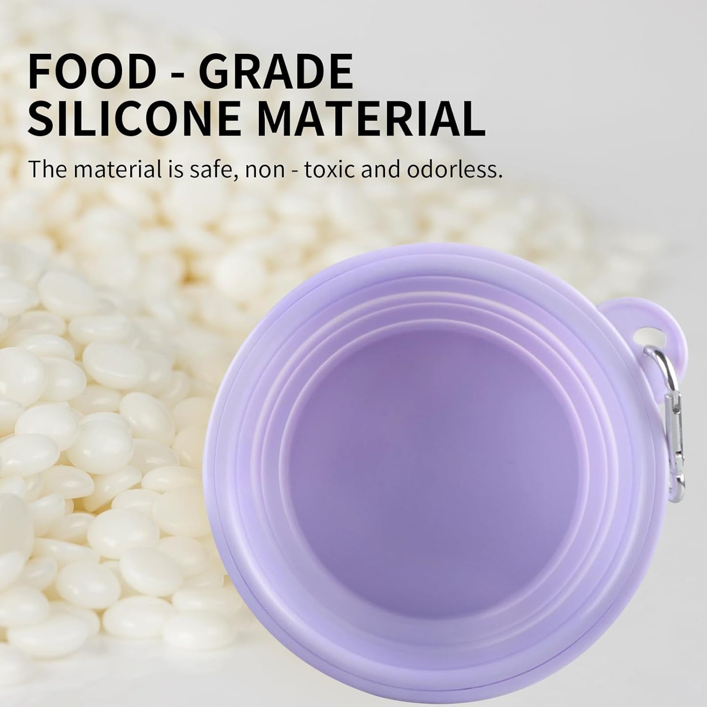 Collapsible Dog Bowls 2-Pack, Portable Travel Dog Bowl with Carabiner, Food-Grade Silicone Pet Bowl for Hiking, Walking (22 OZ Macaron Blue and Violet)