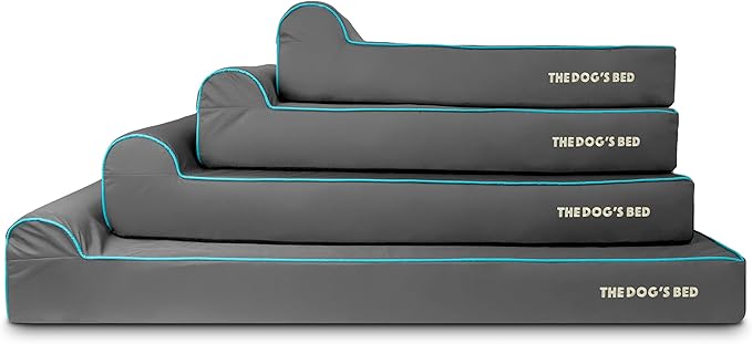 The Dog’s Bed Orthopedic Headrest Dog Bed XXXL Grey/Blue, Memory Foam, Pain Relief for Arthritis, Hip & Elbow Dysplasia, Post Surgery, Lameness, Waterproof Washable Cover