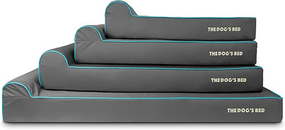 The Dog’s Bed Orthopedic Headrest Dog Bed XXXL Grey/Blue, Memory Foam, Pain Relief for Arthritis, Hip & Elbow Dysplasia, Post Surgery, Lameness, Waterproof Washable Cover