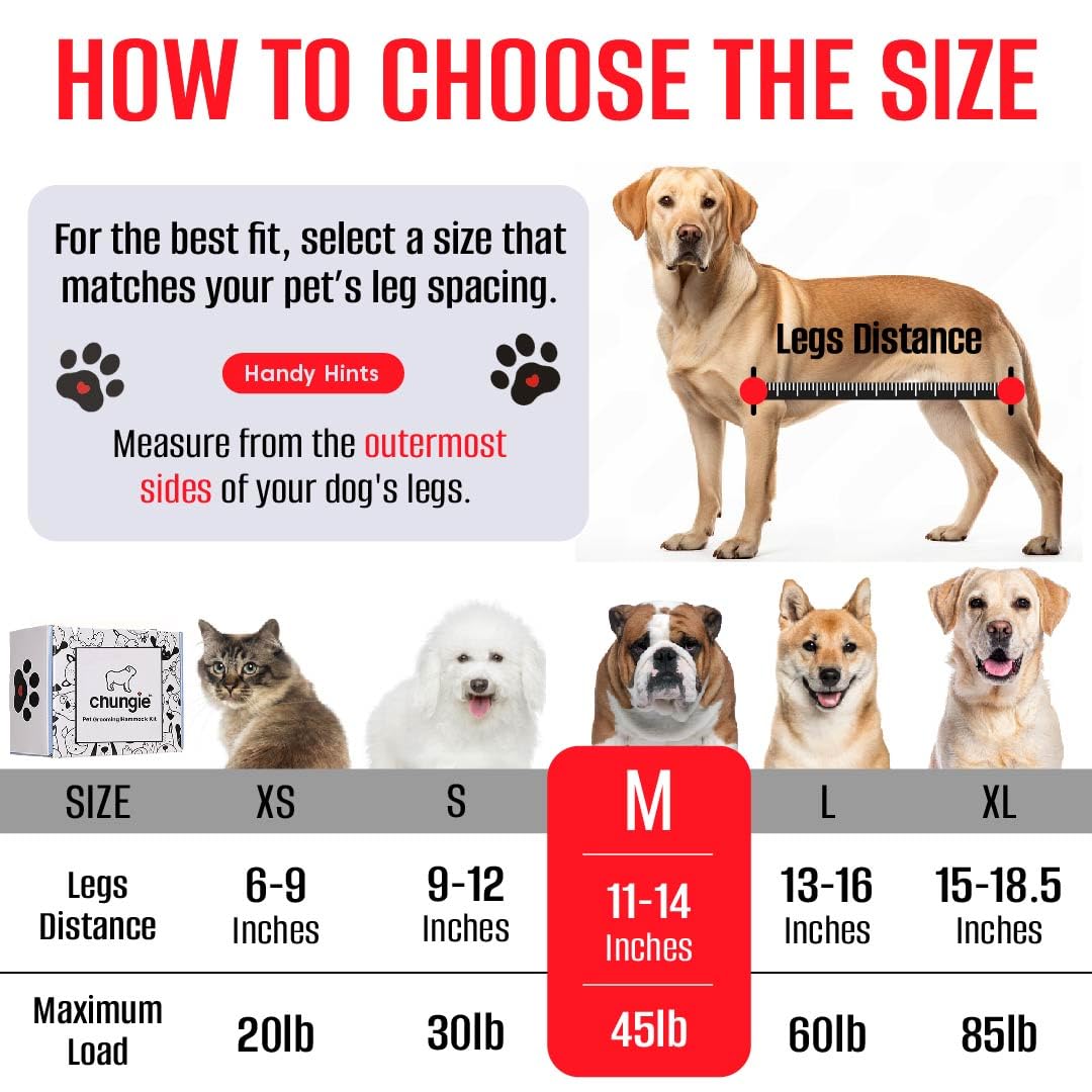 Dog Grooming Hammock for Medium Dogs – Dog Restraint for Nail Trimming with Pet Nail Clipper – Dog Sling for Grooming, Dog Hammock for Nail Cutting & Grooming Harness (Legs Spacing:11-14”)/Max W:45lb)