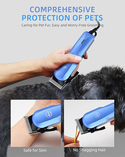 Professional Dog Grooming Clippers Kit, 24V High Power for Thick Coats, Quiet Dog Clippers with 10 Metal Guard Combs & Brush, Ideal Dog Hair Remover for Cats and Pets