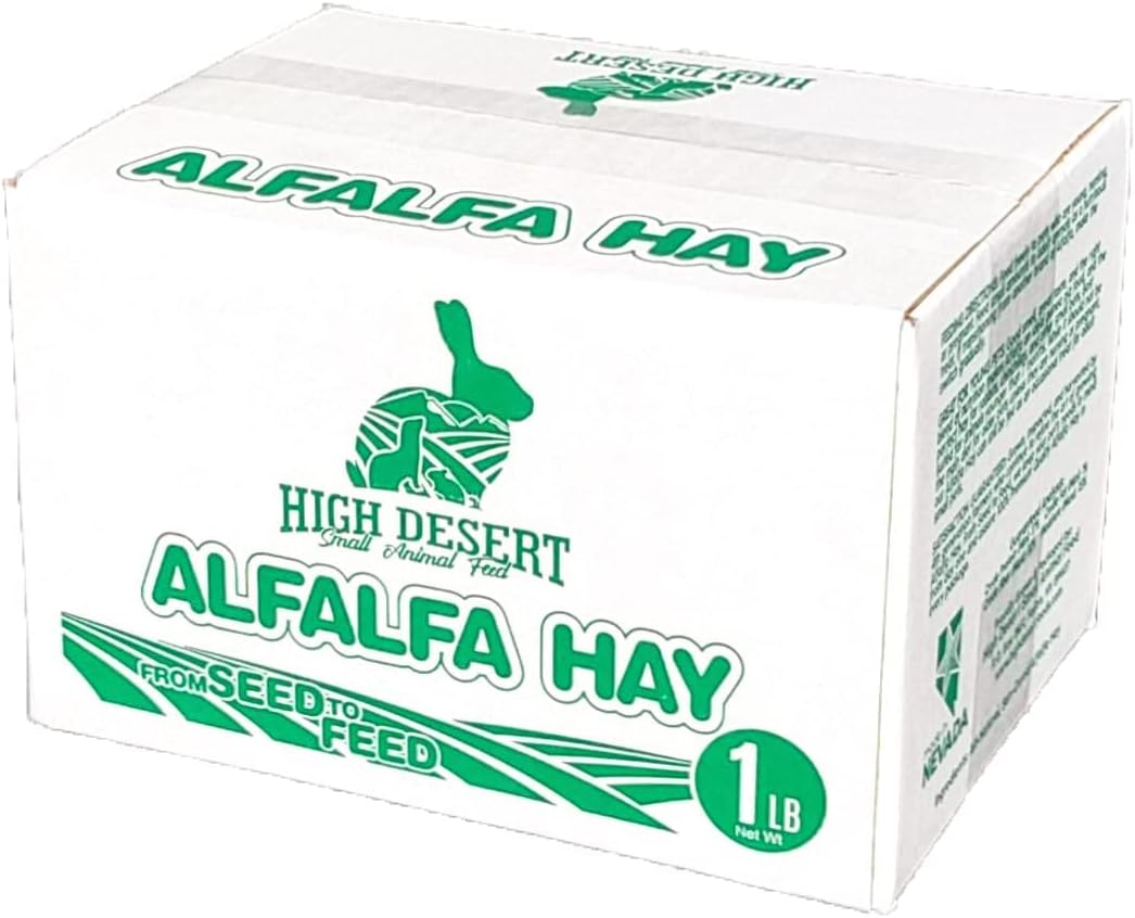 High Desert Alfalfa Hay for Rabbits, Guinea Pigs, Chinchillas & Small Pets – Protein-Rich Natural Hay for Young, Growing Animals – High-Fiber, Hand-Packed, Additive-Free, Grown in USA – 1 lb Box