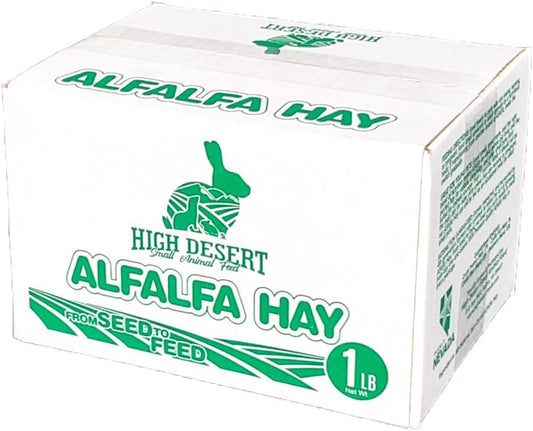 High Desert Alfalfa Hay for Rabbits, Guinea Pigs, Chinchillas & Small Pets – Protein-Rich Natural Hay for Young, Growing Animals – High-Fiber, Hand-Packed, Additive-Free, Grown in USA – 1 lb Box