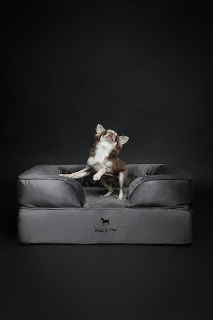 NOAH & PAW Dog Bed, 28x23x11 Inch, Orthopedic Dog Beds for Medium Size Pets, Eggshell Memory Foam Infused with Cooling Gel, Inner Cover, Waterproof, Machine Washable (Velvet Sofa Collection)