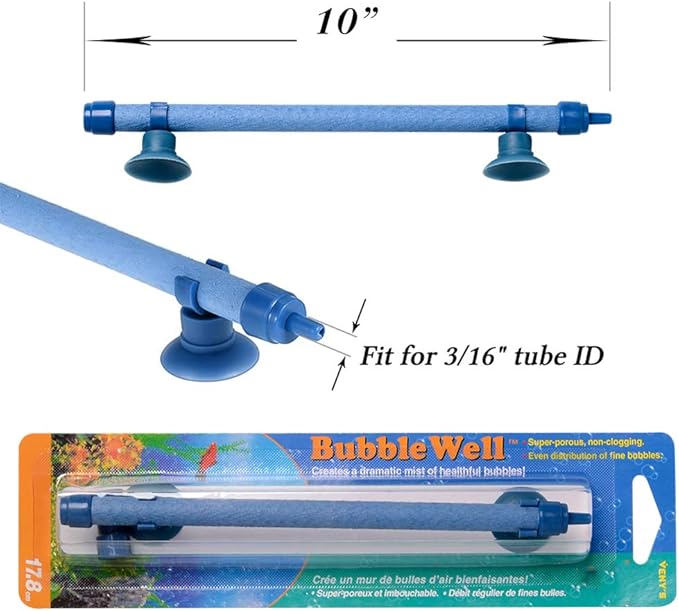 Quickun Aquarium Air Stone Bubble Wall Tube Oxygen Diffuser Bar Decor Accessory for Fish Tank 10 Inch Length,5PCS