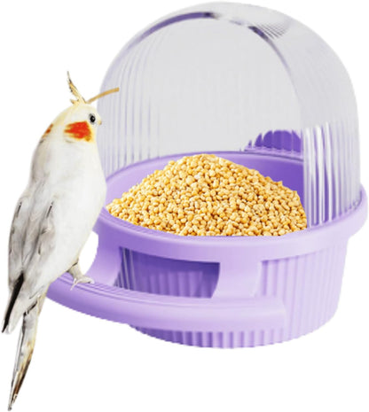 Bird Feeder for Cage – No Mess Feeder & Water Dispenser, Easy to Install and Clean, Semi-Enclosed Design Prevents Splashing (Purple)