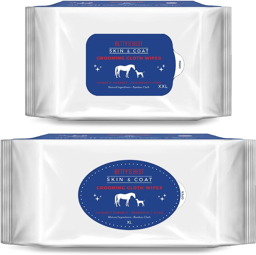 StripHair Bamboo Cloth Wipes Extra Large Reusable for Dog Pet Horse Coat Grooming and All Purpose - 2 Pack Combo: 2 Size Cloths: 12x12in and 8x8in