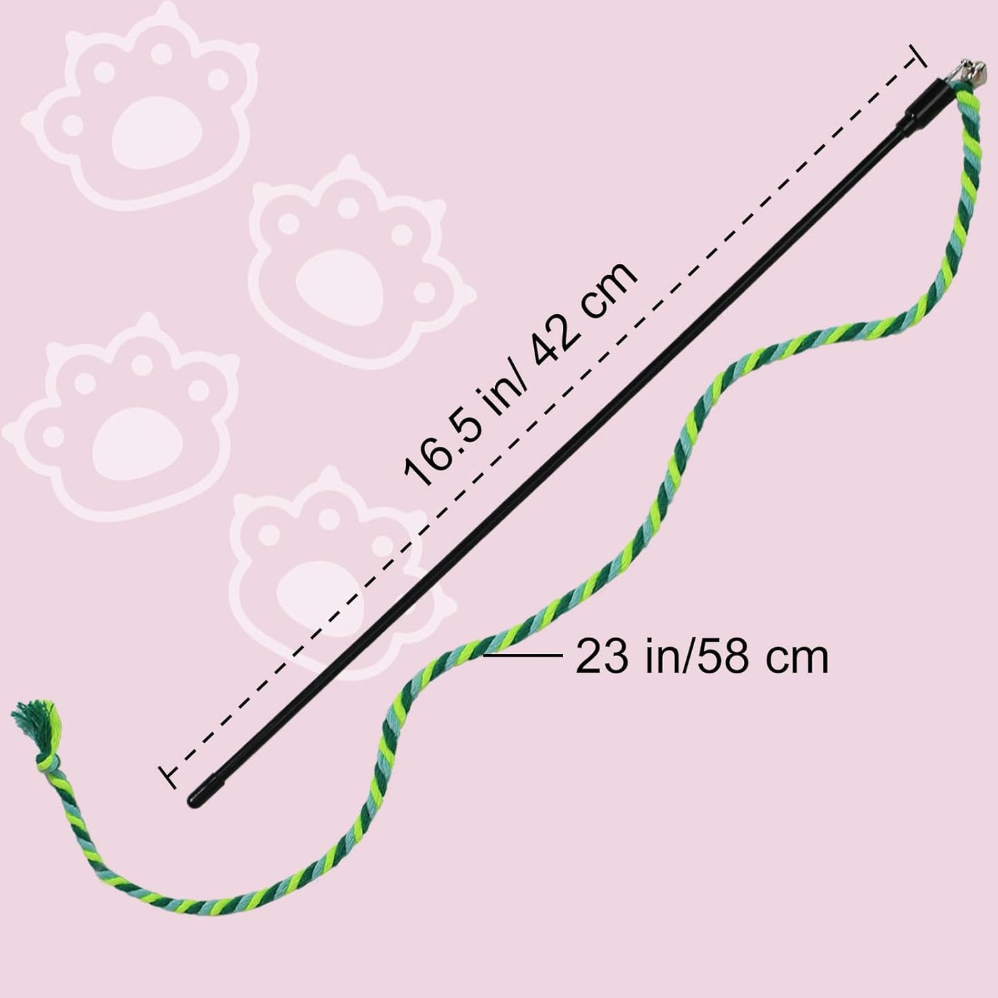 Interactive Cat Toys, 3 Pcs Cat Wand Toys for Indoor Kitten with Colorful Hemp Rope and Small Bell, Kitty Teaser String Toy for Indoor Cats to Chase and Exercise