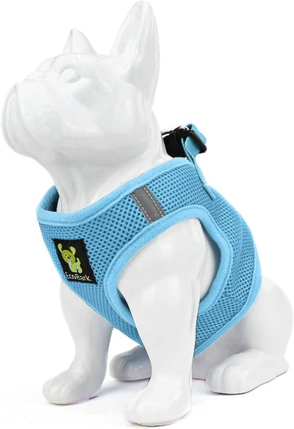 EcoBark Step in Dog Harness - Eco-Friendly Dog Harnesses for Small and Medium Breed Dogs - Reflective and Adjustable Body Halter Vest - Soft Mesh Toy Breed Harness (Blue, Large)