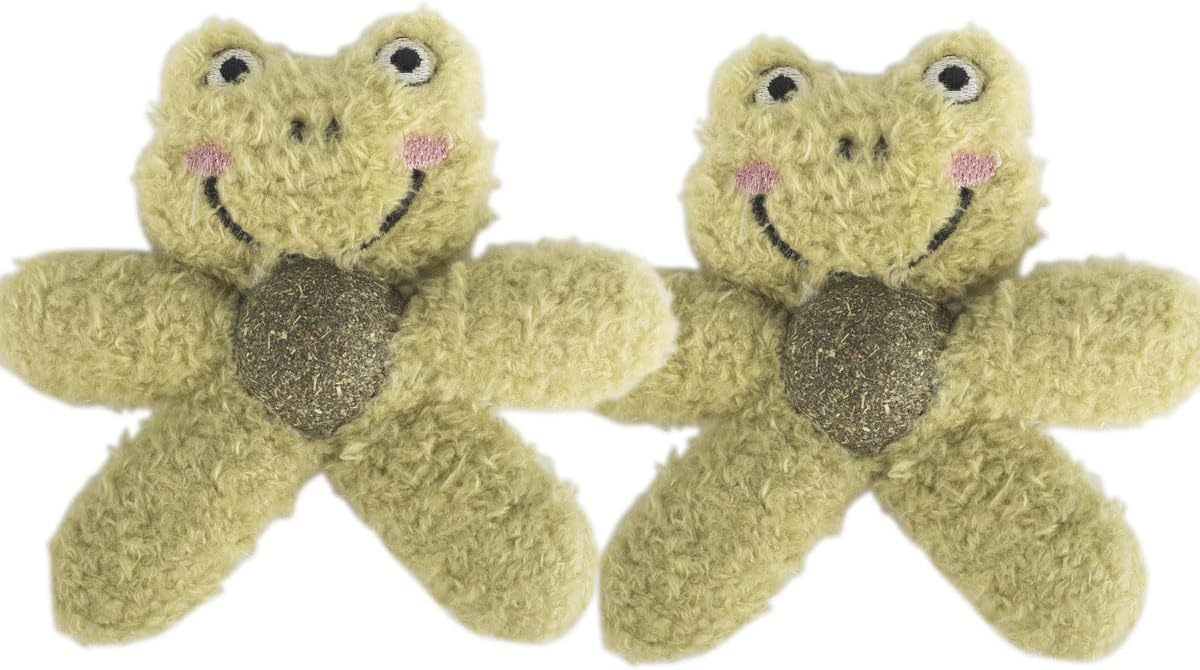 Cat Toys with Catnip Kitten Chew Bite Supplies Boredom Relief Fluffy Kitty Teeth Cleaning Chewing Cat Lovers Interactive Plush Gift (Frog&Frog)