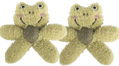 Cat Toys with Catnip Kitten Chew Bite Supplies Boredom Relief Fluffy Kitty Teeth Cleaning Chewing Cat Lovers Interactive Plush Gift (Frog&Frog)