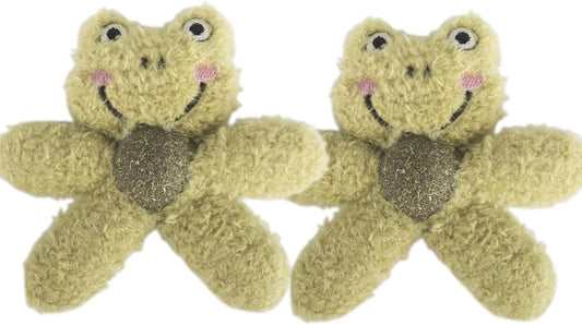 Cat Toys with Catnip Kitten Chew Bite Supplies Boredom Relief Fluffy Kitty Teeth Cleaning Chewing Cat Lovers Interactive Plush Gift (Frog&Frog)