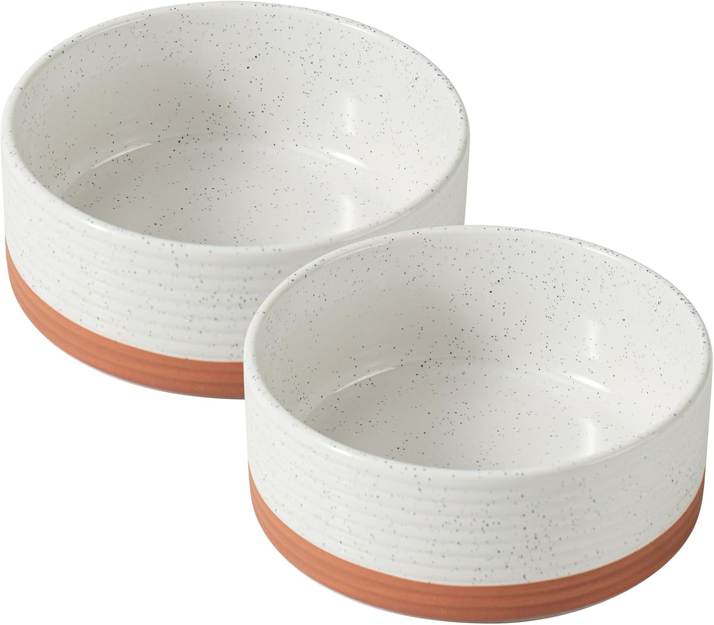 Ceramic 5.1inch Set of 2 Dog and Cat Bowls for Puppy, Kitty, Cats, 2pcs Anti-Slip Food and Water Pet Feeder(2 Bowls, Vanilla White)