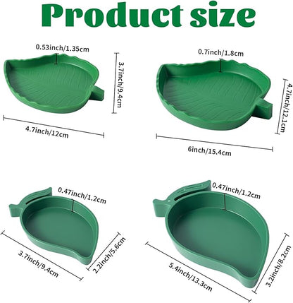 4Pack Terrarium Bowls Turtle Feeding Dishes Shallow and Flat Reptile Food and Water Feeder for Tortoise,Bearded Dragon,Lizards,Gecko,Cute Leaf and Mango Shaped
