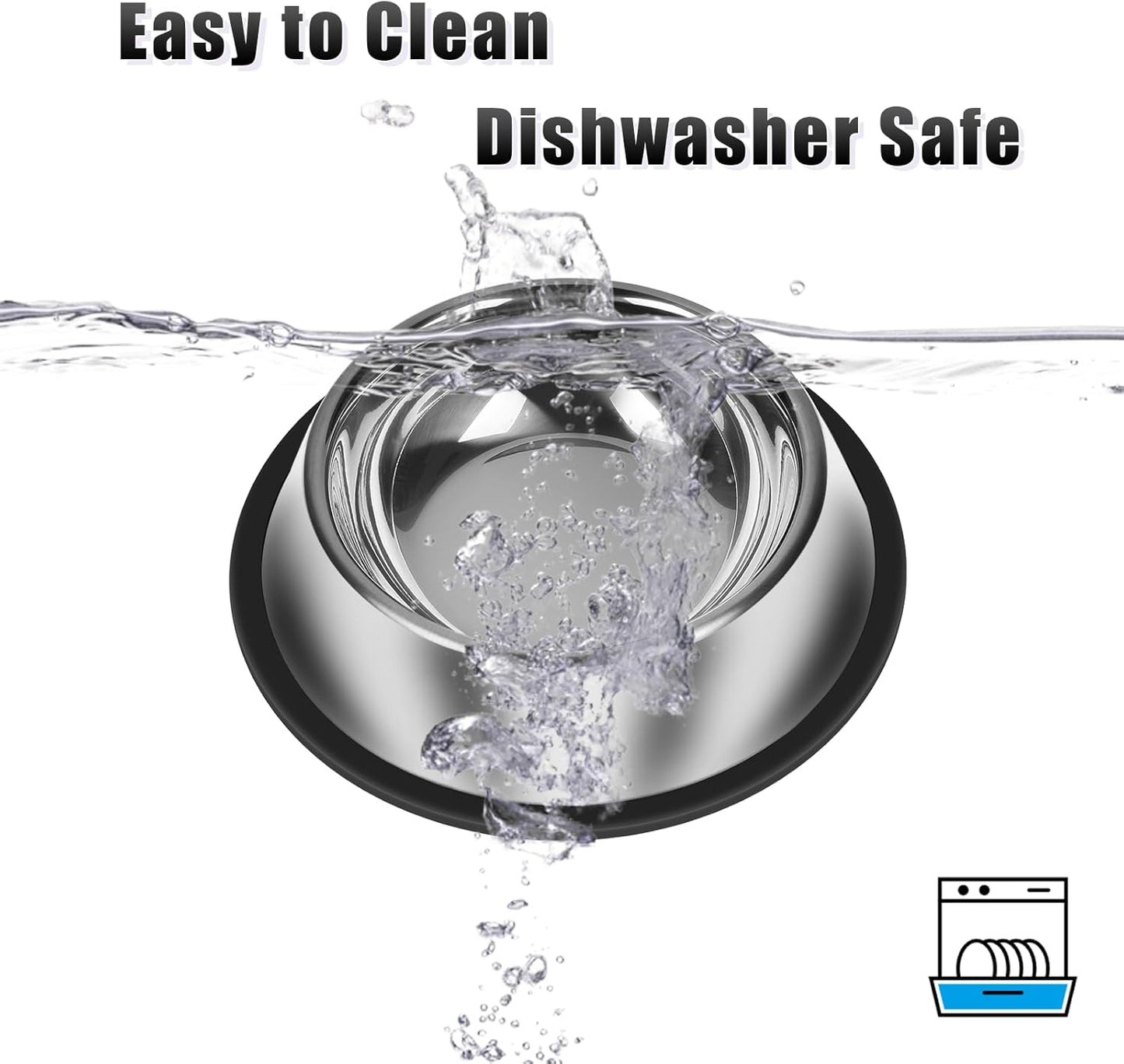 3Pcs Stainless Steel Dog Bowls Set - Non-Slip Food and Water Bowl 13 Oz - Dishwasher-Safe, Rust Resistant Metal Pet Bowls for Small/Medium/Large Sized Pets