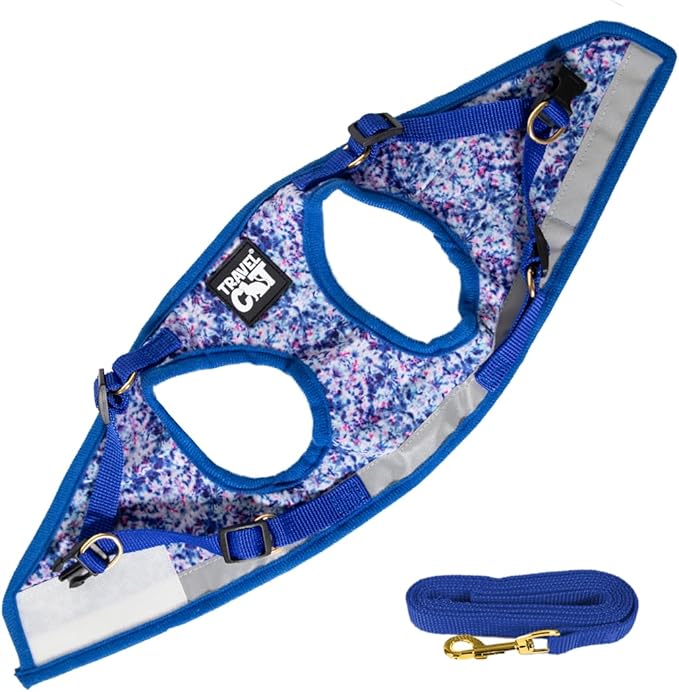 Travel Cat Harness and Leash Set - Adjustable Fit Mesh Cat Harness and Reflective Strap - Comfort Walking Vest for Kitten for Outdoor Walking, Hiking (Extra Small, Groovy)