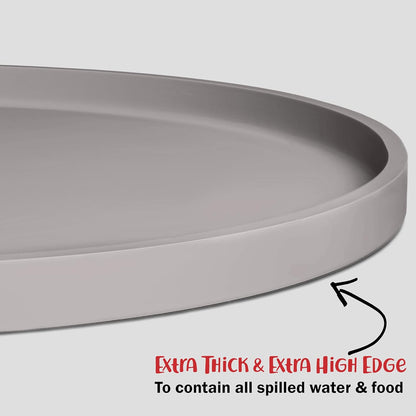 DogBuddy Dog Food Mat - Waterproof Dog Bowl Mat, Silicone Pet Mat for Food and Water Bowls, Nonslip Pet Feeding Mat with Edges, Dogs Food Mats for Floors, Puppy Supplies (XS, Dove)