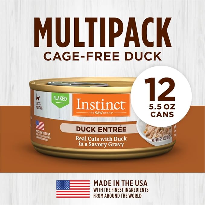 Instinct Flaked Entrée Wet Canned Cat Food - Duck, 5.5 oz. Cans (Pack of 12)