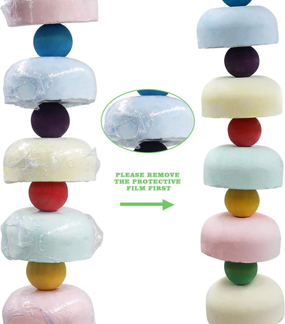 Mineral Chew Toy 2-Pack – Colorful Beaded Bird Toys with Bells | Beak Grinding & Foraging Enrichment for African Grey, Amazon Parrots, Budgies, Cockatiels, Conures