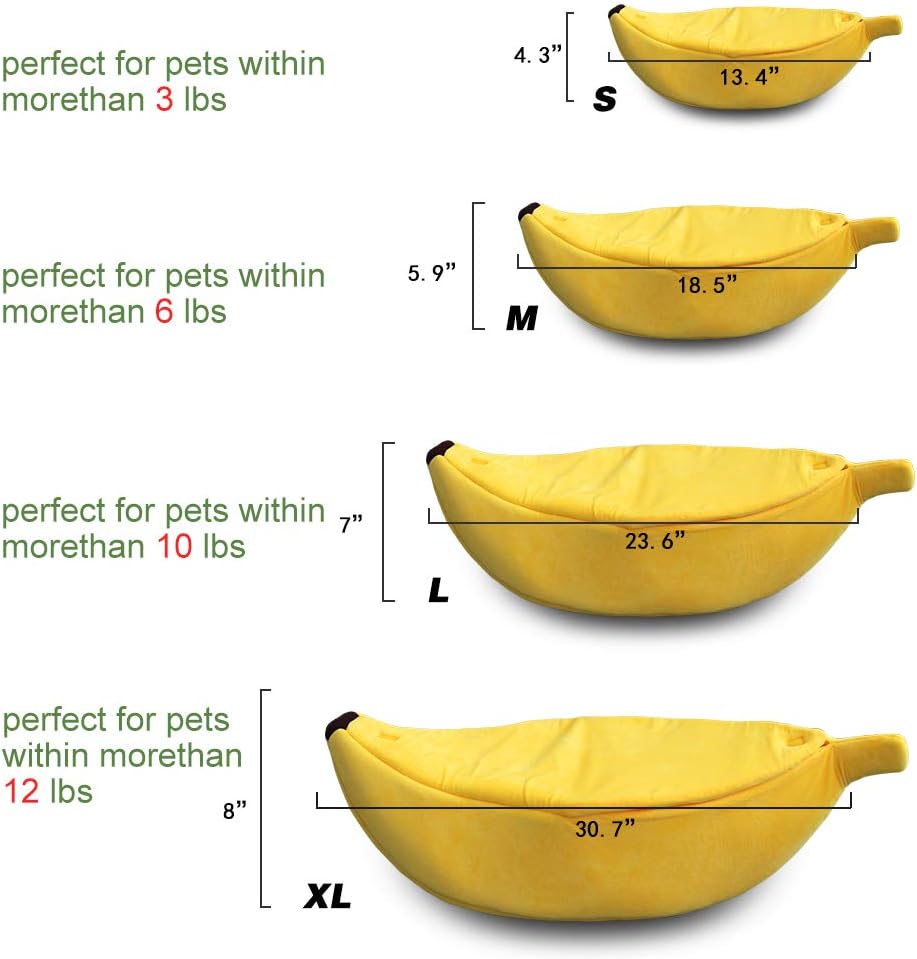 · Petgrow · Cute Banana Cat Bed House Extra Large Size, Christmas Soft Cat Cuddle Bed, Lovely Pet Supplies for Cats Kittens Rabbit Small Dogs, Yellow