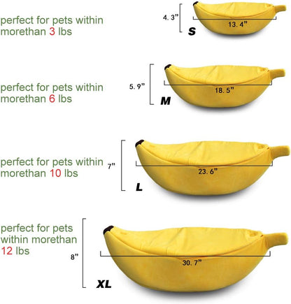 · Petgrow · Cute Banana Cat Bed House Extra Large Size, Christmas Soft Cat Cuddle Bed, Lovely Pet Supplies for Cats Kittens Rabbit Small Dogs, Yellow