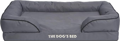 The Dog’s Bed, Orthopedic Standard Foam Waterproof Dog Bed with Standard Support, Large Grey with Black Trim, Waterproof, Supportive Dog Bed with Replaceable Covers