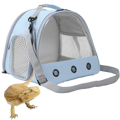 Bearded Dragon & Lizard Carrier - Portable Travel Carrier for Hedgehog, Rat, Parrot, Bird & Guinea Pig (Blue, 2)