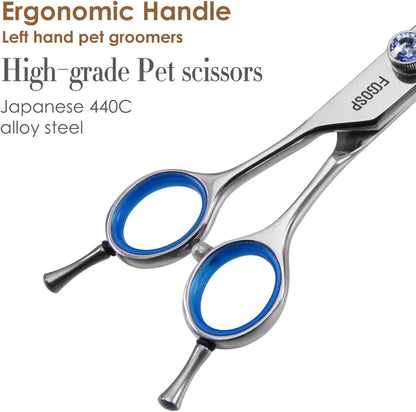 Left Handed Thinning Shears for Dogs 7in Professional Dog Thinning Shears for Grooming 56 Teeth Dog Grooming Scissors for Pet Cat Japanese 440C Stainless Steel(7.0'' Blending)