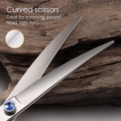 Left Handed Dog Grooming Scissors Kit 7 in Professional Curved Thinning Straight Shears 3pcs Set for Grooming Dogs Cat Pet Japanese 440C Stainless Steel(7.0'' Kit, 4Pcs)