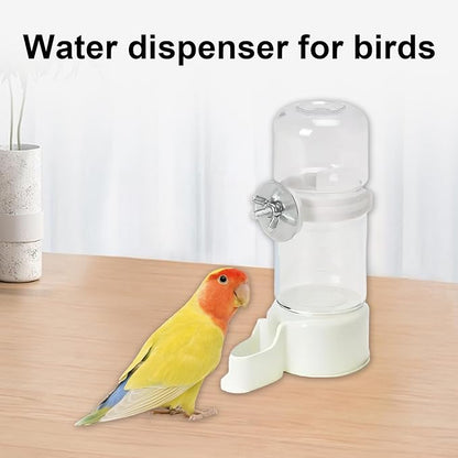 2PCS 140ml Bird Water Dispenser Automatic Drinking Bottles, Transparent Drinker Cages No Mess Suspended for Cockatiel Budgie Conure Lovebirds
