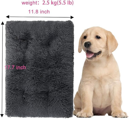 Fluffy Small Dog Bed, Washable Warm Winter Heated Calming Dog Crate Bed for Small Size Dogs, Supportive Plush Crate Pad for Dogs(18 * 12", Dark Grey).