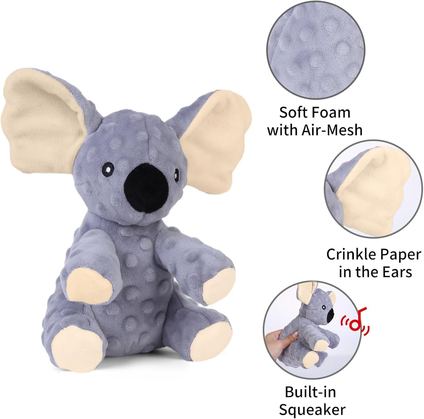 Blnboimrun Plush Dog Toy Koala - Squeaky & Crinkle Paper Chew Toys for Large & Medium Dogs
